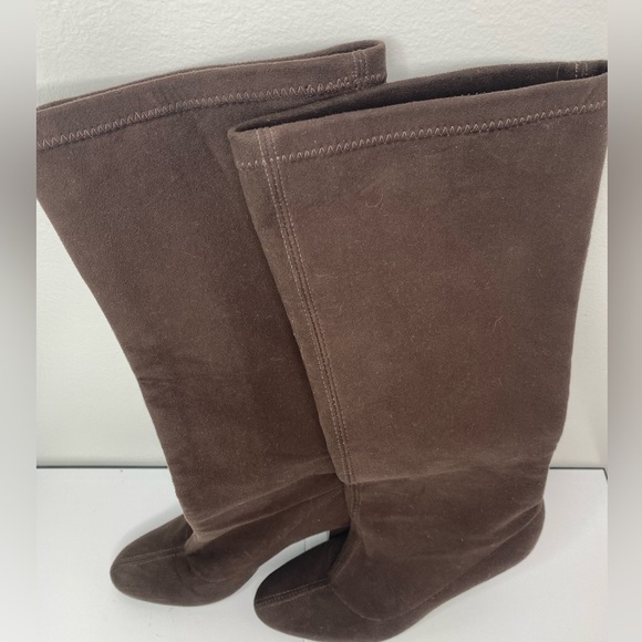 BODEN 38 Luxury Brown Suede Knee-High Women's Green Sole Boots - Picture 3 of 8